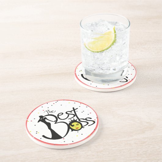 De beste baas ter wereld zandsteen onderzetter (Zijkant)