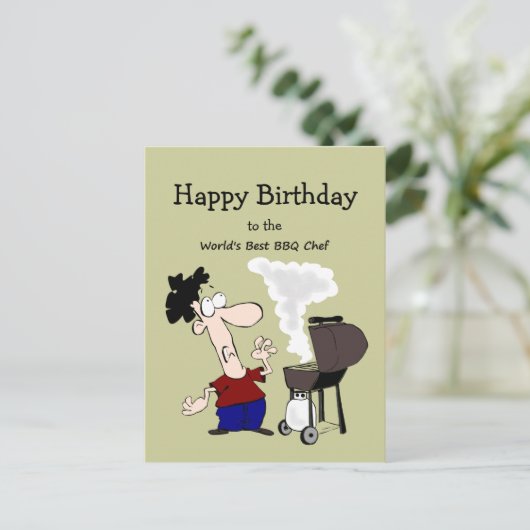 De beste BBQ Chef Fun Quote Birthday Greeting Briefkaart (Staand voorkant)