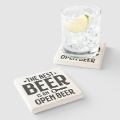 De beste bier is een open bier - Steen Onderzetter (Zijkant)