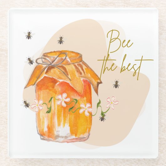 de beste bij glazen onderzetter (Voorkant)