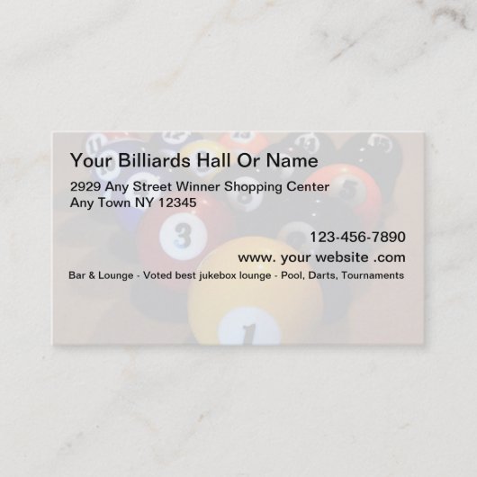 De beste Billiard Hall Visitekaartjes (Voorkant)
