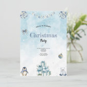 de beste blauwe en witte kerst uitnodiging (Staand voorkant)