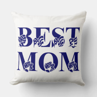 De beste blauwe vlag van mama met blauwe en witte  kussen