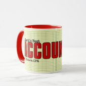 De beste boekhouder ter wereld met naam en grootbo mok (Voorkant links)