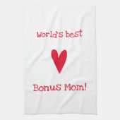 De beste Bonus mama ter wereld. | Rode Moederdag Theedoek (Verticaal)