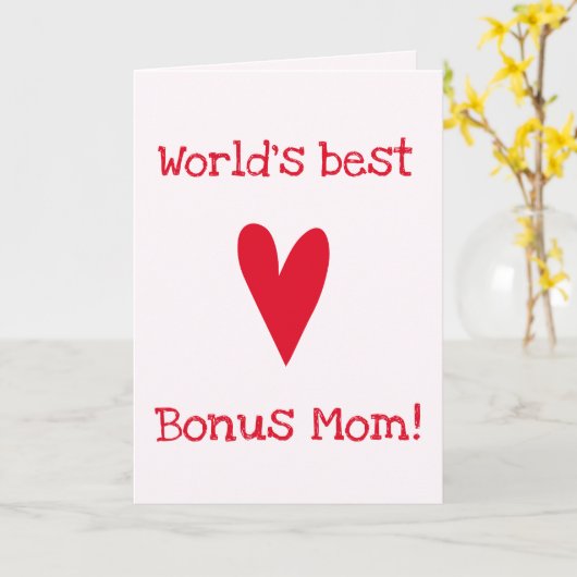 De beste bonusmam ter wereld! | Rode Moederdag Kaart (Gele Bloem)