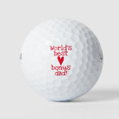 De beste bonusvader ter wereld. | Rood hart - Vade Golfballen (Voorkant)