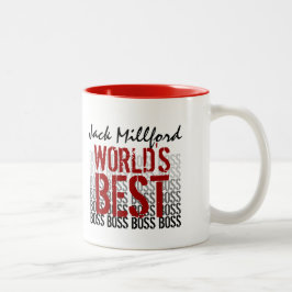 De beste Boss Grunge Lettering Red 010 ter wereld Tweekleurige Koffiemok