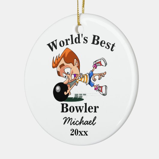 De beste Bowler ter wereld Keramisch Ornament (Links)