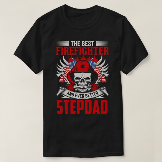 De beste brandweerman en nog beter STEPDAD T-shirt (Design voorkant)
