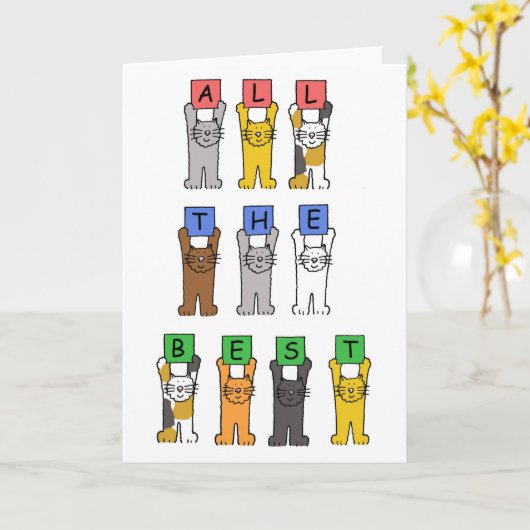 De beste Cartoon katten Kaart (Gele Bloem)