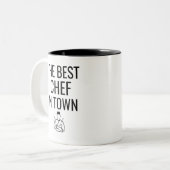 De beste Chef in de stad Tweekleurige Koffiemok (Voorkant links)