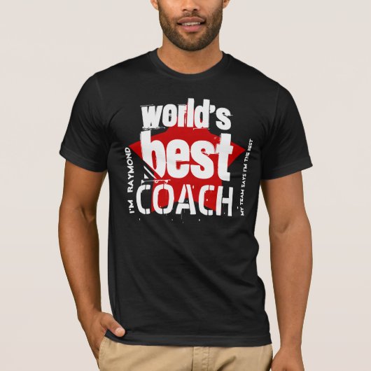 De Beste coach van de wereld - Aangepaste naam V02 T-shirt (Voorkant)
