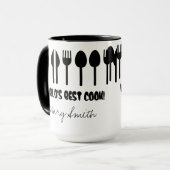 De beste Cook Custom Name Black ter wereld Mok (Voorkant links)