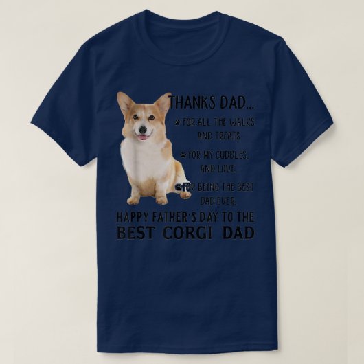 De beste Corgi Dog Dad Happy Vaderdag T-shirt (Design voorkant)