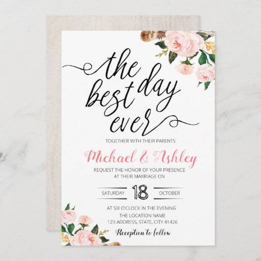 De beste dag ooit bruiloft thema uitnodiging (Voorkant / Achterkant)