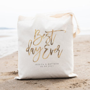 De beste dag ooit goud Persoonlijke bruiloft Tote Bag