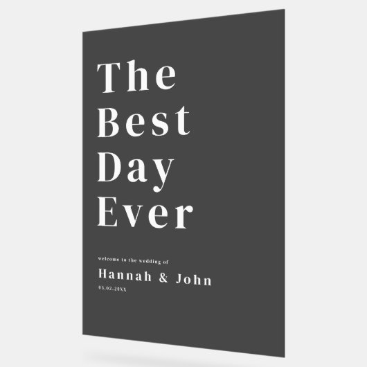 De beste dag ooit! Modern, gedurfd, bruiloft Acryl Bord (Hoek)