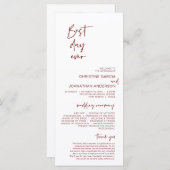 De beste dag ooit, Modern minimalistische Bourgogn Programmakaart (Voorkant / Achterkant)