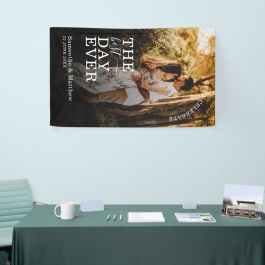 De beste dag ooit voor een paar foto's bruiloft spandoek (Beurs)