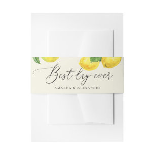 De beste dag ooit. Waterverf citrus lemon bruiloft Uitnodigingen Wikkel