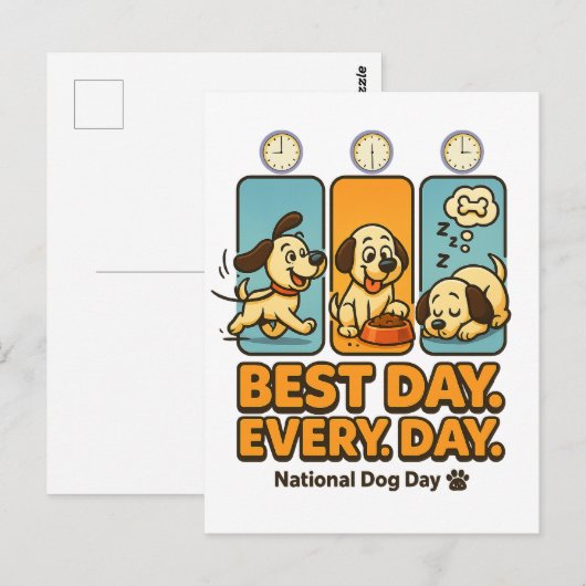 De beste dag van de dag - Funny Dog Comic Briefkaa Briefkaart (Voorkant / Achterkant)