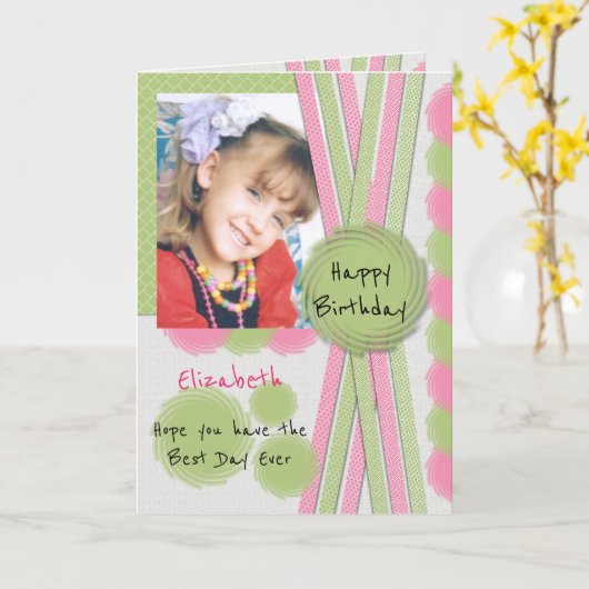 De beste dag van de verjaardag ooit met foto en na kaart (Gele Bloem)