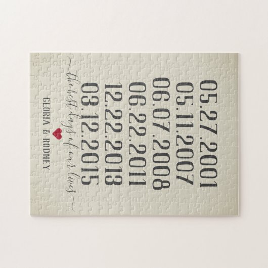 De beste dag van ons leven speciale datums  legpuzzel (Horizontaal)