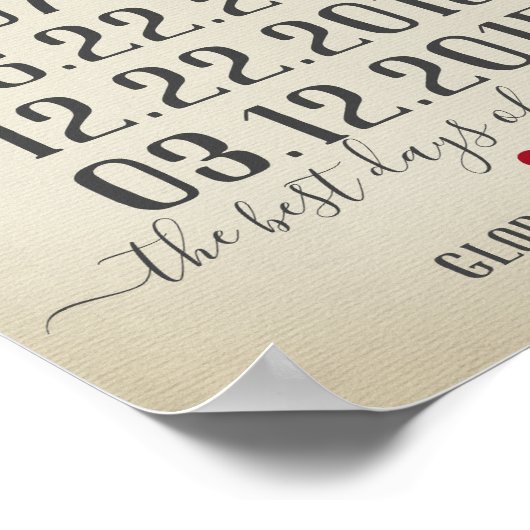 De beste dag van ons leven speciale datums poster (Hoek)