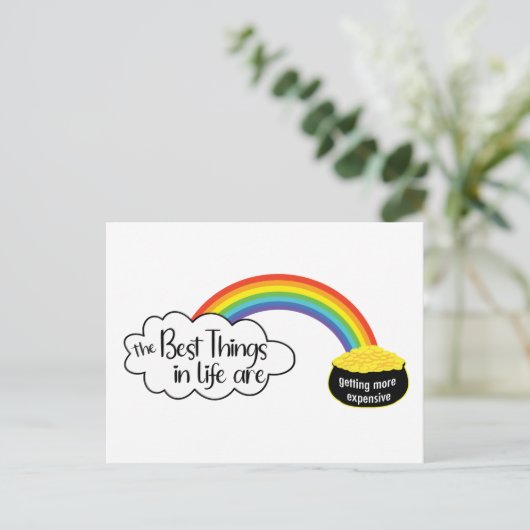 De beste dingen in het leven worden duurder briefkaart (Staand voorkant)