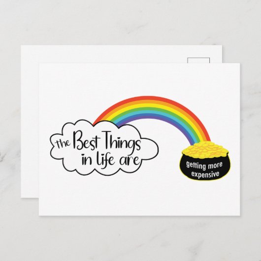 De beste dingen in het leven worden duurder briefkaart (Voorkant / Achterkant)