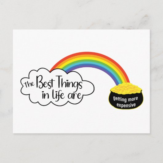 De beste dingen in het leven worden duurder briefkaart (Voorkant)