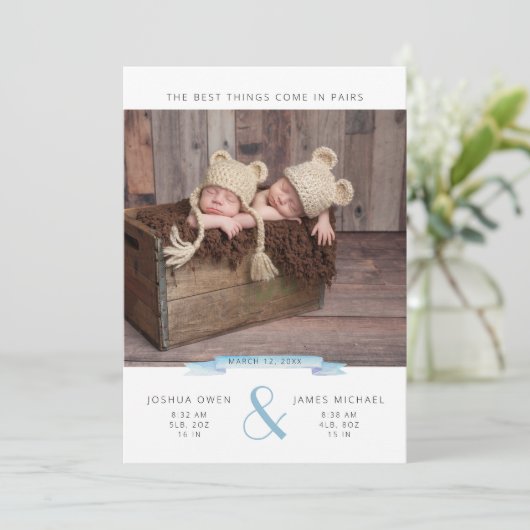 De beste dingen komen in paren | Twins Photo Colla Aankondiging (Staand voorkant)