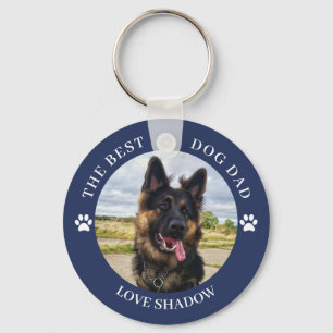 De beste Dog Pap Foto Blauwe Sleutelhanger