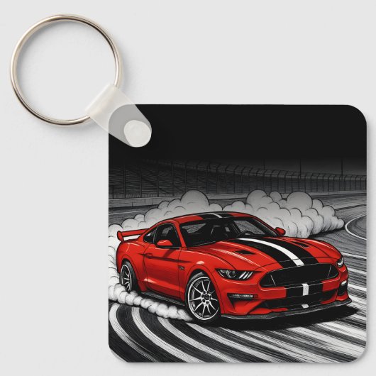 De Beste Drift Auto Rood Muscle Sleutelhanger (Voorkant)