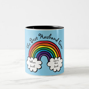 De Beste Echtgenoot Ooit Regenboog Blauw Tweekleurige Koffiemok