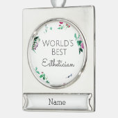 De beste estheticus van de wereld verzilverd banner ornament (Links)