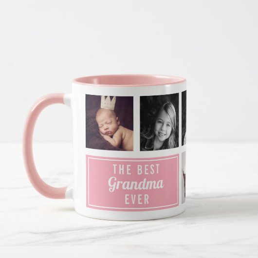 De beste foto van oma ooit roze collage mok (Links)