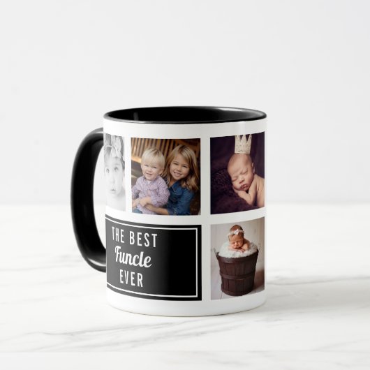 De beste Funcle Ooit Zwarte Collage Foto Oom Mok (Voorkant links)