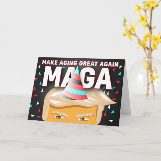 De beste Funny MAGA Donald Trump Birthday Card - 2 Kaart (Gele Bloem)