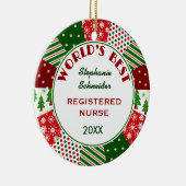 De BESTE gift van Kerstmis van de VERPLEEGSTER Keramisch Ornament (Rechts)
