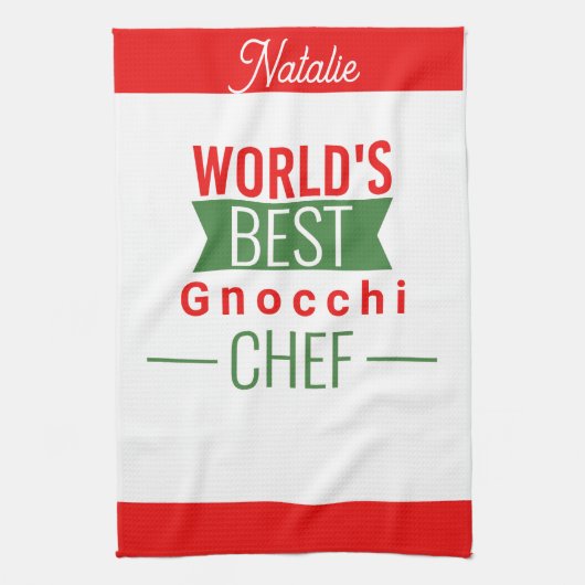 De beste Gnocchi chef ter wereld - gepersonaliseer Theedoek (Verticaal)