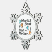 De beste Godmother retro ter wereld Tin Sneeuwvlok Ornament (Rechts)