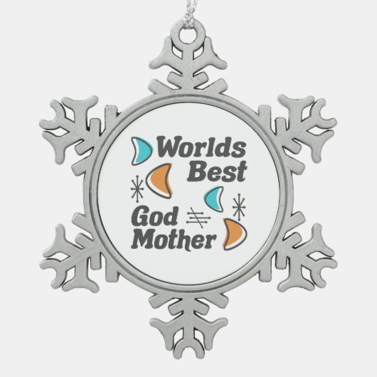 De beste Godmother retro ter wereld Tin Sneeuwvlok Ornament (Voorkant)
