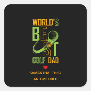 De beste Golfvader ter wereld   Papa Gifts Vierkante Sticker
