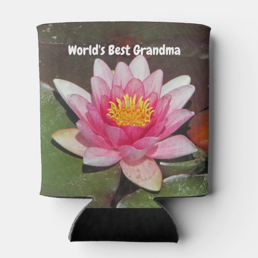 De beste grootmoeder in de wereld roze waterolievl blikjeskoeler (Achterkant)