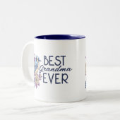 De beste grootmoeder ooit  bloem en vogel tweekleurige koffiemok (Voorkant links)