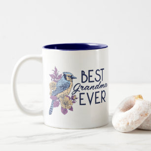 De beste grootmoeder ooit  bloem en vogel tweekleurige koffiemok