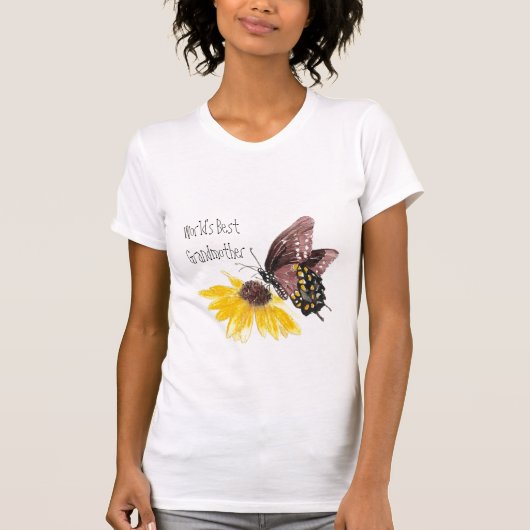 De beste grootmoeder ter wereld - Butterfly, bloem T-shirt (Voorkant)