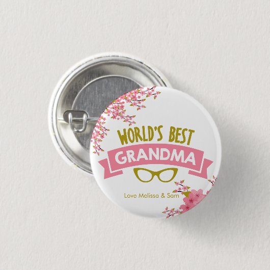 De beste grootmoeder ter wereld personaliseert ronde button 3,2 cm (Voorkant /achterkant)